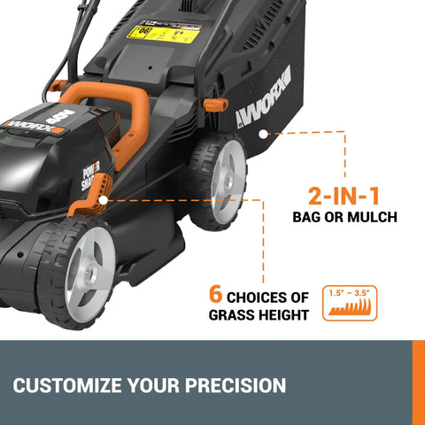 14 Inch Cordless Lawn Mower 2 In 1 Electric Push Mower With Quiet Operation Compact And Lightweight Design 6 Position Height Adjustment