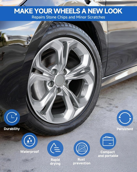 Gray Charcoal Wheel Scratch Repair Pen For Honda Vehicles Color Matched Wheel Touch Up Marker Quick Easy Fix For Scratches Rust And Corrosion On Rims No Mess DIY Tool For Car Enthusiasts Long Lasting Finish applied on Honda wheel