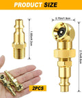 2 Pack Ball Foot Air Chuck Set For Quick Tire Inflation, 1 Quarter Inch NPT Closed Flow Nozzle With Quick Connect dimensions