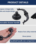 Antique Black Drawer Pulls 6 Pack Vintage Dresser Handles With Drop Bail Pulls 3.5 Inch Hole Center Zinc Alloy close-up in hand