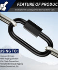 3 Inch Chain Quick Links Set Of 4 Marine Grade Stainless Steel Screw Chain Links with large opening and black coating