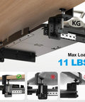 Under Desk Keyboard Tray With 60 Degree Swivel Clamp And Height Adjustment For Corner Desks, 11 lb load capacity illustration