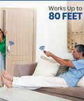 Man using Smart Remote Door Lock Upgrade For Existing Deadbolt With 30 Second Tool Free Install, Automatic Keyless Entry, Conversion Kit And Two Wireless Remotes, Supports 80 Foot Range For Easy No Fuss Home Security