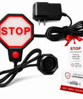 Plug And Play Garage Parking Sensor With LED Stop Indicator, Ultrasonic Anti Collision Parking Aid For Sedans, SUVs And Trucks, Universal Fit For Home Garages, Easy Install, No Fuss Setup, And Ready To Use Right Out Of The Box. Stop sign display with sensor, adapter, and cable