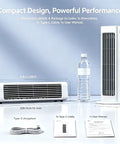 2-In-1 Bladeless Portable Fan And Air Cooler For Home And Office, Rechargeable Desktop Tower With Dual-Mode shown with accessories