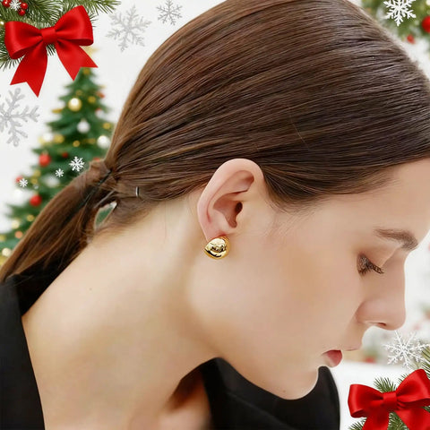 Gold Plated Dope Half Ball Dome Stud Earrings For Women Hypoallergenic Nickel Free Polished Round Button Post Minimalist Jewelry Gift For Christmas Birthday Party, 18mm
