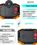 Comparison of Rechargeable LED Work Light 30W 1500LM Portable Flood Light with magnet and charging features vs old version.