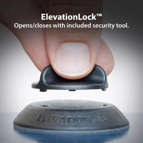 ElevationLock security tool opening an AirTag Adhesive Security Mount TagVault Low Profile Holder With 3M VHB Adhesive Waterproof Impact Proof Easy Install Set It And Forget It For Bike Car Skis.