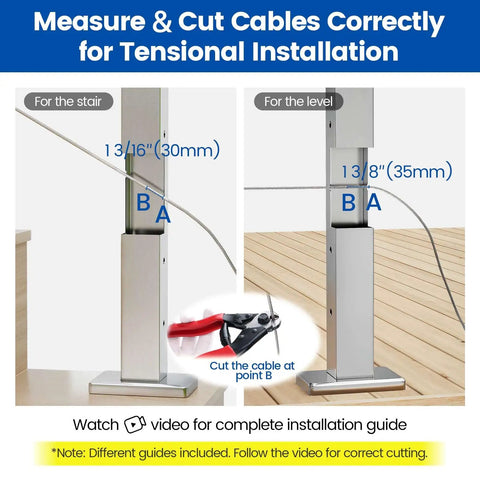 Invisible Cable Railing Kit 20 Pack With Hidden Tensioner And Hand Swage For 2 By 2 Inch Metal Posts In T316 Stainless Steel installation guide