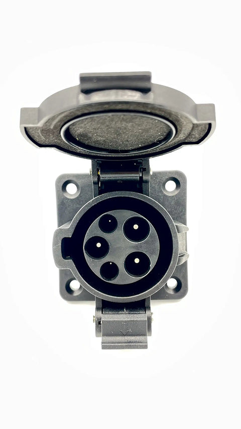 SAE J1772 Type 1 EV Charging Socket Inlet For Level 1 And Level 2 Chargers showing the connector and housing.