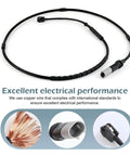 GRANDI brake wear sensor cable, black sheath with gray connector, front view.