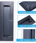 Matte Black Flush Sliding Closet Door Handles Set Of 2, Recessed Finger Pulls For Sliding Barn Doors And Cabinet Doors, 5.91 Inch Length, 304 Stainless Steel, Rust Resistant, Durable Finish For Modern Interiors with smooth pull edge and invisible screw hole detail.