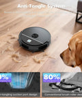 Black Robot Vacuum And Mop Combo With 3500Pa Suction, Kickass WiFi App Control And Remote, cleaning pet hair on floor