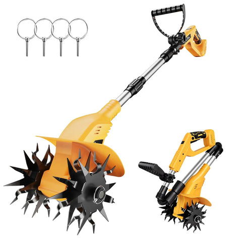 Cordless Garden Tiller Cultivator For 20V Max Battery, Brushless Motor Delivers 330 RPM, 48 Steel Tines, tool-only view