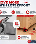 One Person Move Kit With Heavy Duty Appliance Lifter And Wheeled Furniture Sliders demonstration lifting cabinet on wheels