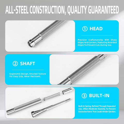 Steel watch hand adjustment tool parts from 7 Piece Crown Winding Set For Mechanical Watches, Pro Grade Tool, close-up details