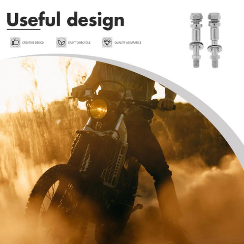 Beefy Aluminum Alloy Mirror Conversion Screws Set Two Pack For Motorcycle Rearview Mirrors Universal Fit Easy Install Enhanced Safety Silver Scooter Handlebar Kit, two silver screws shown