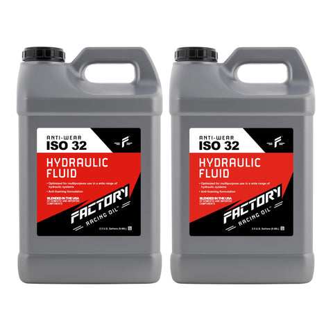 Five Gallon Twin Pack ISO 32 Hydraulic Fluid Anti Wear For Heavy Equipment And Racing Gear With High Oxidation Resistance Rust And Foam Control Superior Water Separation Keeps Your Hydraulics Running Smooth, two 2.5-gallon jugs