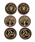 Three Pairs Organic Sono Wood Fake Ear Plugs Cheater Gauges 10Mm Illusion Screw Stud Earrings With Lion Head Tree Of Life Odin Horn Design