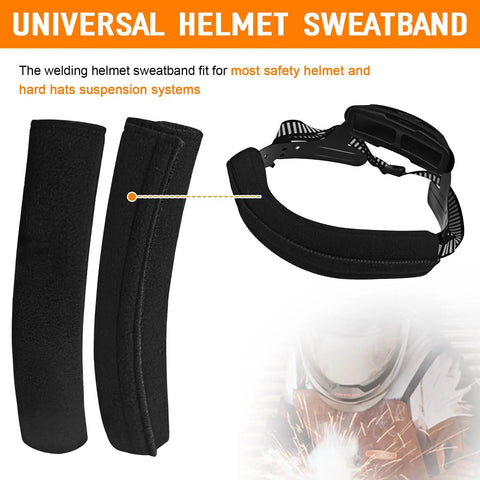 All Day Sweat Shield for Welders and Hard Hats Universal Helmet Sweatband Set, soft black padding, fits most helmets.