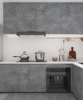 Modern kitchen with Dope Dark Concrete Wallpaper Peel And Stick Cement Texture Self Adhesive Contact Paper 31 By 157 Inches Waterproof Removable