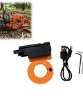 Laser Measuring Tool For Firewood And Chainsaw Work With Adjustable Log Length Guide For Quick Accurate Cuts No Fuss Setup Fewer Rechecks And Time Saving Outdoor Wood Cutting Marker Accessory For Efficient Firewood Prep on chainsaw handle, orange ring, USB cable, hex keys