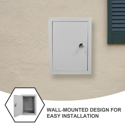 Weatherproof Outdoor Electrical Junction Box Metal Enclosure 300x400x160mm With Mounting Brackets shown wall-mounted
