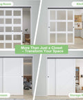 Aluminum Bypass Sliding Door Hardware Kit For Double Closet Doors, Heavy Duty Black With Finger Pull installed in various rooms