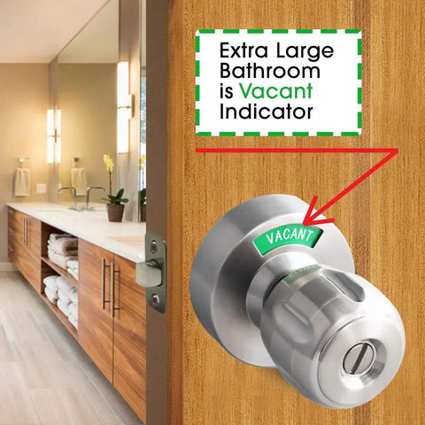 Privacy Door Knob Lock With Large Indicator Window, Thumb Turn, ANSI Grade 2, green Vacant display for office restroom door