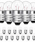 20 Pack Real Deal E10 Miniature Screw Light Bulbs 2.5V 0.3A Tiny Replacement Warm Glow for Toy Cars and Circuit Models Rock Solid E10 Socket Mini Bulb Haul displayed with 20 small E10 screw base bulbs.