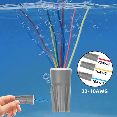 Heavy Duty Waterproof Wire Connectors 50 Pack IP68 For Landscape Lighting And Irrigation, 22-10 AWG, in water showcasing use