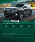 Vehicle fitment chart for Jeep Wrangler 2007-2010 with 3.8L engine, compatible with Beefed-Up Front Wheel Bearing And Hub Assembly Set.