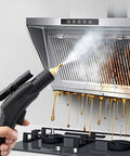Professional 1700W Handheld Steam Cleaner With Tankless Design And 8 Attachments for deep kitchen grease cleaning.