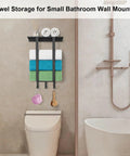 Compact Bathroom Towel Rack With Shelf And Three Hooks, Wall Mounted Towel Storage For Rolled Towels in modern bathroom