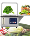 Compact Semi-Automatic Strapping Machine For Tabletop Use In Supermarkets, with parsley and assorted vegetables.