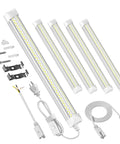 Four Pack Two Foot LED Shop Lights 6000K Bright White 40W 5600 Lumens Linkable Ceiling Light Fixtures With On Off Switch 24 Inch Long