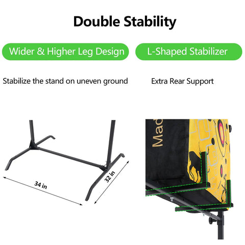 Heavy Duty Archery Target Stand With Adjustable Height 34x32 inch steel frame with L-shaped stabilizer for stability