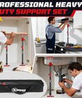 Cabinet Jacks And Heavy Duty Third Hand Tool in use, adjustable support pole extends from 23.6 to 45.3 inches for woodworking projects