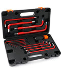 Open case of Jumbo 13-Piece SAE Hex Key Set with Extra Long Ball End Wrenches in CR-V steel from 1/16 to 5/8 inch for heavy-duty repairs.