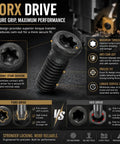 100 Pieces Carbide Insert Screws Set For CNC Lathe And Milling Tools Torx Screws M2 To M5, Grade 12.9 Alloy Steel, close-up of Torx drive design features.