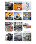Collage of industrial and tech equipment including robots, CNC routers, engraving machines, and 3D printers.