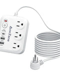 6 In 1 USB C Power Strip With 1 Type C Port And 2 USB A Ports 3 AC Outlets 5 Ft Flat Extension Cord Non Surge Protector image