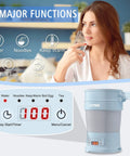 Travel Electric Kettle 700ML Foldable BPA Free Portable Kettle With multifunction panel and keep warm function, blue color