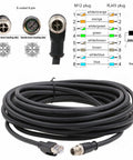 X-Coded M12 8-Pin to RJ45 Ethernet Cable for Cognex Basler In-Sight Vision Sensors and Basler Vision Cameras, cable with pin diagram