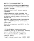 Information text about My PlumbingStuff products compatibility with early 20th-century cast iron tubs.