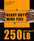Ultra Heavy Duty Black Zip Ties 12 Inch Long 250 Pound Tensile Strength 250 Piece Kit, strong hands gripping wire ties.
