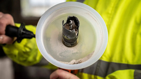 Flexible Debris Collector for Hole Saw Dust and Debris Time Saving Keeps Your Drill Motor Clean Fits Hole Saws Up To Four And Three Quarters Inches Ideal For Pros And DIY Home Improvement capturing dust during use