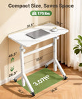 Top Shelf Rolling Sit Stand Desk With Six Height Settings And Secure Lockable Casters Crafted For Taller Buyers To Hit The Posture Sweet Spot And Keep Your Home Office Crisp Daily, shown in compact size with dimensions.