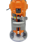 Front view of 5.5 Amp Corded Compact Power Trim Router With Micro Adjust Dial R24012 Renewed LED Light Quick Release Lever
