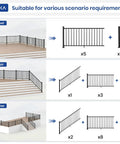 Hella Secure Aluminum Stair Railing Kit 2 Pack Includes Four Thirty Nine Inch Posts Measuring Thirty Six Inches High By Four Feet Wide visual guide for various setups.